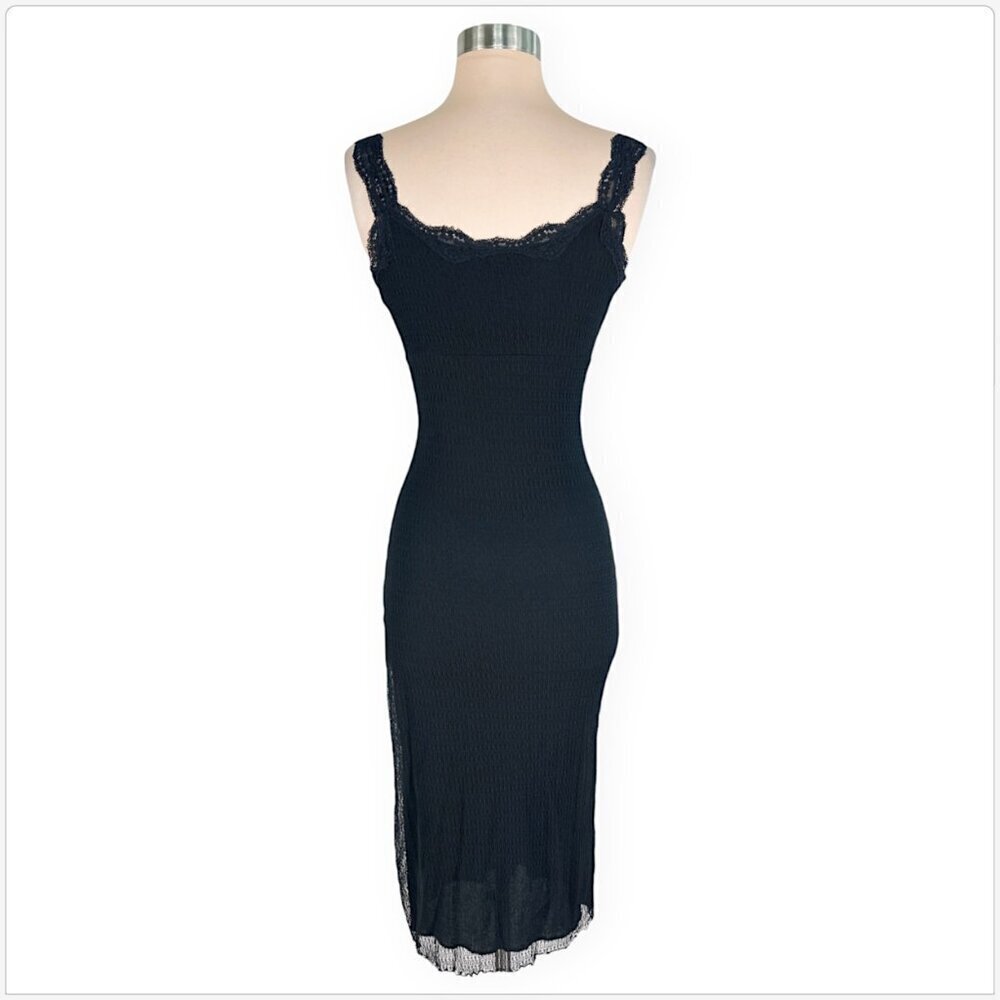 Ann Ferriday Vintage Black Lace Mesh Stretch Pencil Midi Wiggle Bodycon Dress OS - Picture 4 of 5